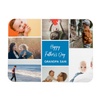 Fars dag Photo Collage Magnet Blue