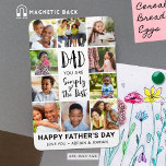 Fars dag Photo Collage Personlig Magnet<br><div class="desc">Fars dag har en fotomagnet som gör det enkelt att ladda upp fotosamlingsmall med 10 bilder, en modern typografititel som säger PAPPA, DU ÄR ENKELT BÄSTA och personlig med anpassningsbarna nedan (exemplet visar LYCKLIG FARS DAG och namn). ASSISTANS: Om du vill ha hjälp med designändringar eller anpassning, ändra storlek på...</div>