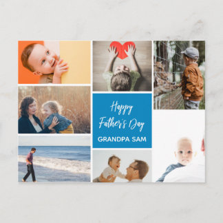 Fars dag Photo Collage Postcard Blue Vykort