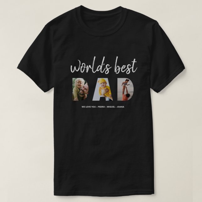 fars dag Photo Collage Worlds Best Pappa Cutout T T Shirt (Design framsida)