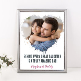 Fars dag Photo Gift från Dotter Heart Poster