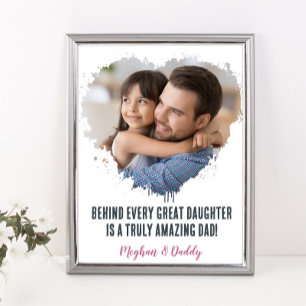 Fars dag Photo Gift från Dotter Heart Poster