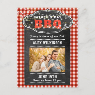 Fars dag Photo Red Pput Chalkboard BBQ Party Vykort