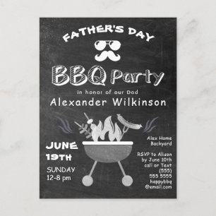 Fars dag Photo Rustic Chalkboard BBQ Inbjudan