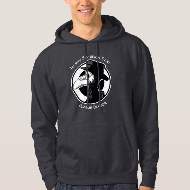 Fars dag Plague Doktor fågelmask B/W Steampunk Hoodie (Framsida)