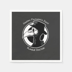 Fars dag Plague Doktor fågelmask B/W Steampunk Pappersservett
