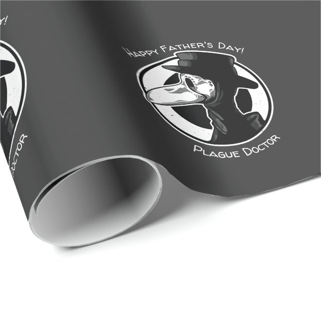 Fars dag Plague Doktor fågelmask B/W Steampunk Presentpapper (Rullad Hörn)