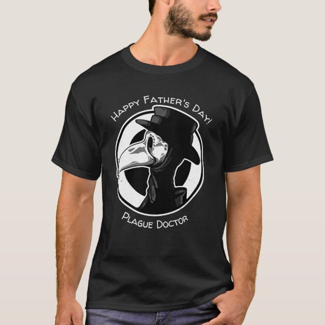 Fars dag Plague Doktor fågelmask B/W T-Shirt (Framsida)