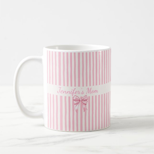 Fars dag present Söt rosa och vit rand Kaffemugg (Vänster)