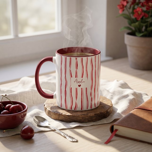 Fars dag-present till pappa röda ränder mugg (Skapare uppladdad)