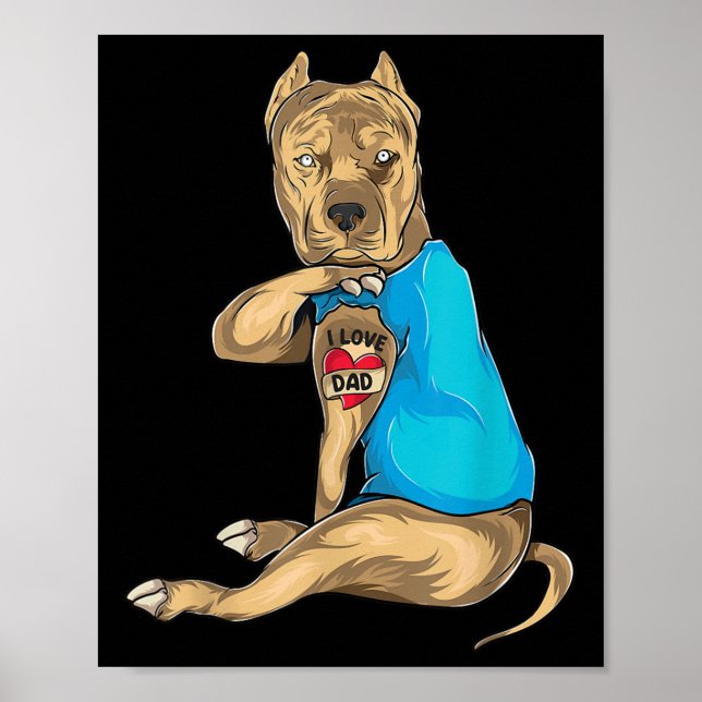Fars dag presenterar Pappa Rolig hund Pitbull i Kä Poster (Framsidan)