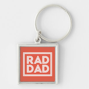 fars dag - Rad Pappa Fyrkantig Silverfärgad Nyckelring