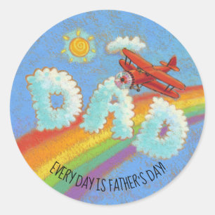 Fars dag Red Flygplan Skywriter Pappa Runt Klistermärke
