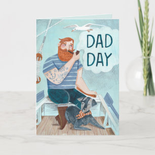 Fars dag Redbeard kapten på en båt med Hund Kort