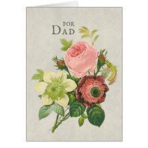 Fars dag Redouté Flower bouquet-hälsningskort