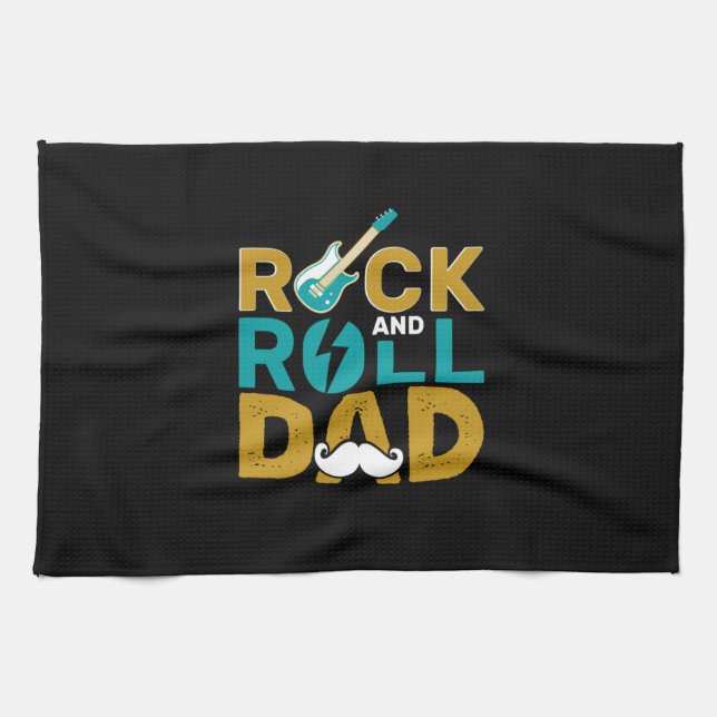 Fars dag Rock and roll Pappa Kökshandduk (Horisontell)
