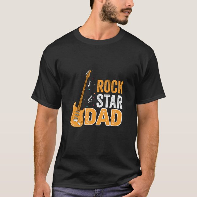 Fars dag Rockstjärna Pappa T Shirt (Framsida)