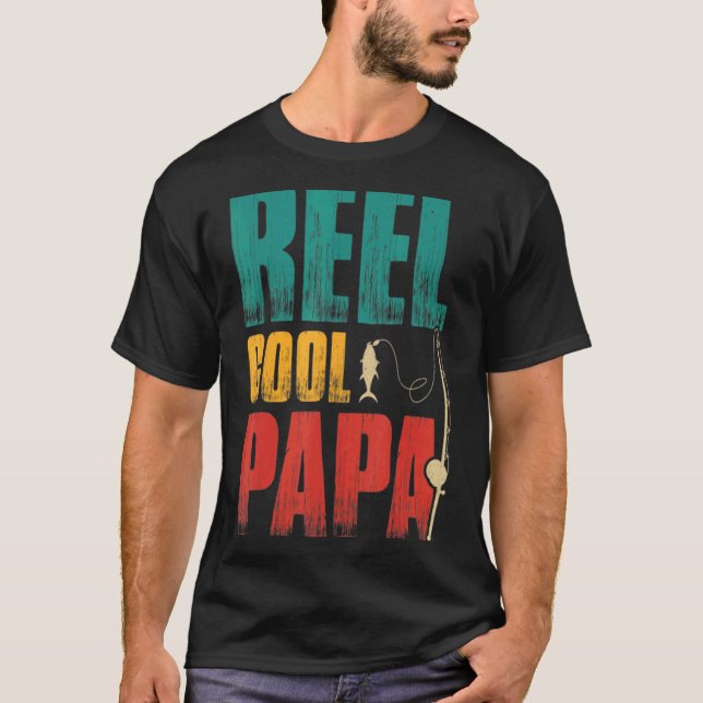 Fars dag rolig fiske rulle Cool Pappa. T Shirt (Framsida)