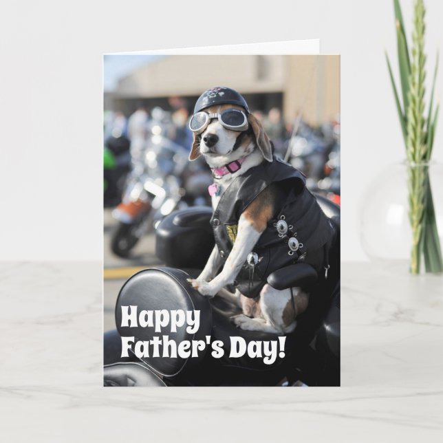 Fars dag Rolig hund på motorcykel Kort (Framsida)