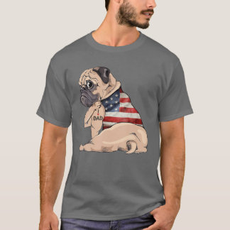 Fars dag Rolig hund Pug I Kärlek Pappa Tattoos Ame T Shirt
