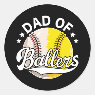 Fars dag Softball Baseball Älskare Funny Pappa Runt Klistermärke