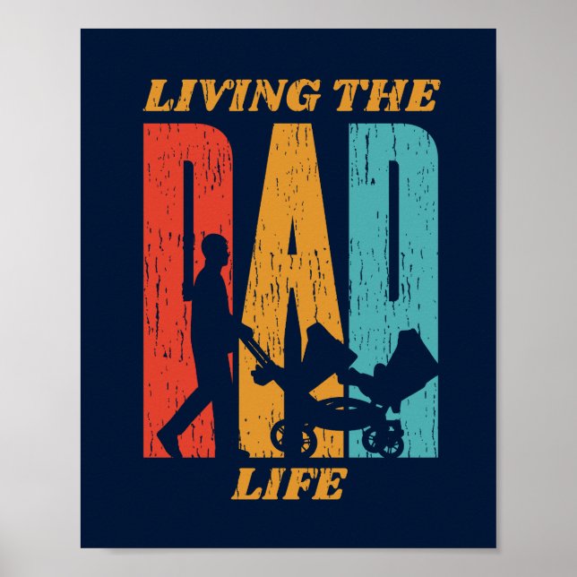 Fars dag som lever i Pappa Life Retro Poster (Framsidan)