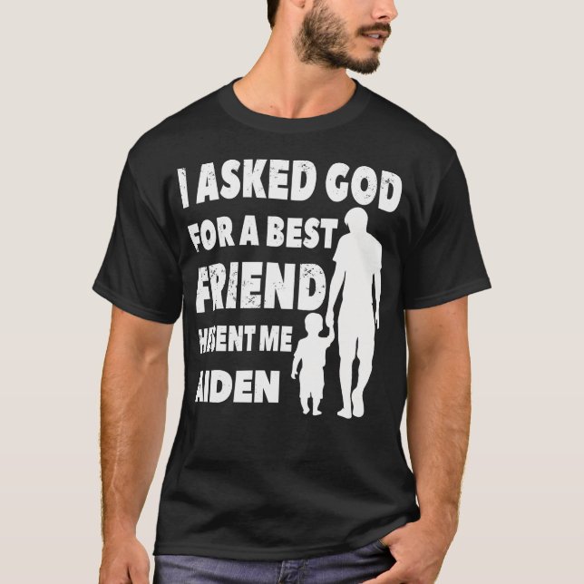 Fars dag Son Aiden Namn Adsible Matching Cust T Shirt (Framsida)