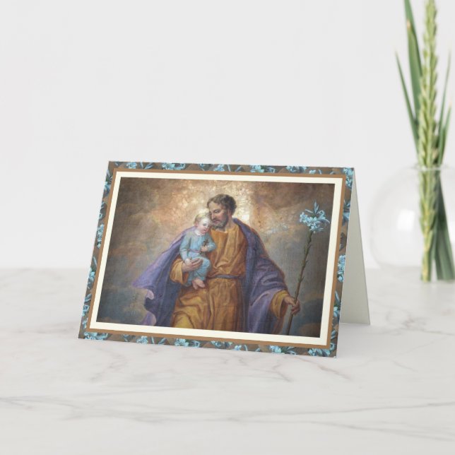 Fars dag St. Joseph Jesusbarn Kors Lilja Kort (Framsida)