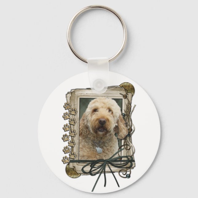 Fars dag - Stone Tass - GoldenDoodle Nyckelring (Framsida)
