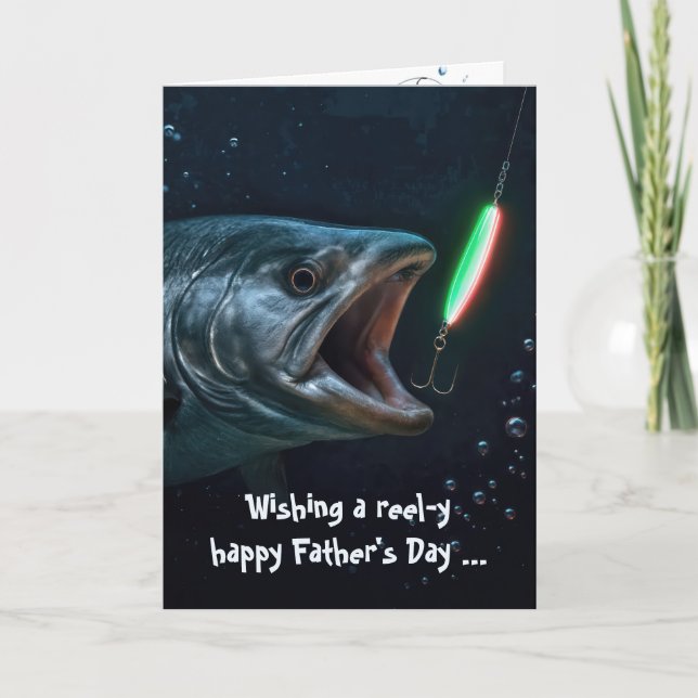 Fars dag Stor fisk med neonlock Kort (Framsida)