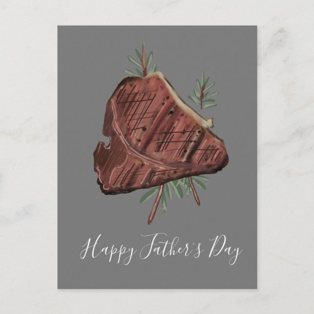Fars dag T Bone Steak Rosmarinkvistar Vykort (Framsida)