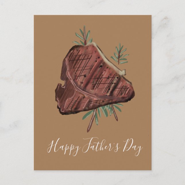 Fars dag T Bone Steak Rosmarinkvistar Vykort (Framsida)