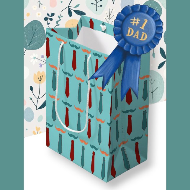 Fars dag Teal och Orange slips Pappa (Father's Day Teal and Orange tie Dad Medium Gift Bag)