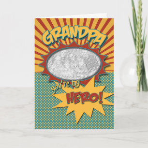 Fars dag Tecknad Bok Hero Grandpa Kort