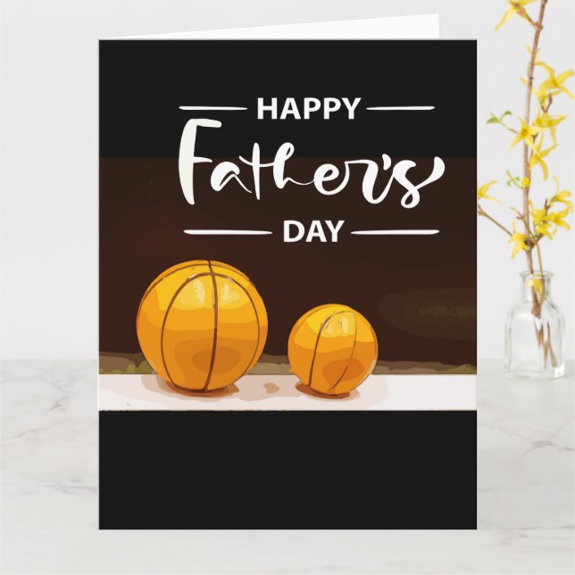 Fars dag till basketpappa svart  kort (Gul blomma)