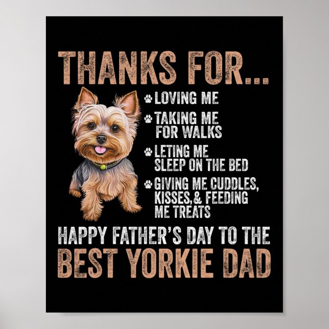 Fars dag till bästa Yorkie Pappa Yorkshire Terri Poster (Framsidan)