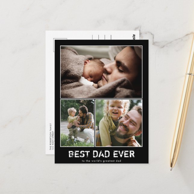 Fars dag Tre Foto Collage Vykort (Fram/Back In Situ)