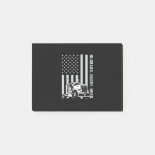 Fars dag Trucker Pappa American Flagga Post-it Block
