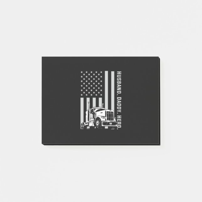 Fars dag | Trucker Pappa American Flagga Post-it Block (Framsida)