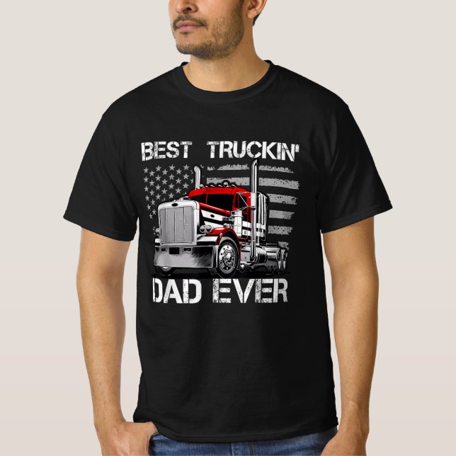 Fars dag Trucker Pappor Best Truckin' Pappa T Shirt (Framsida)