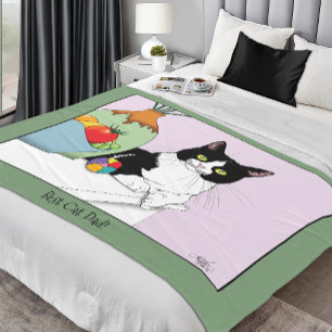 Fars dag Tuxedo Cat Fleecefilt