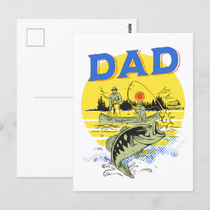 Fars dag utanför fiskeförläggningen i Pappa vid fi Vykort