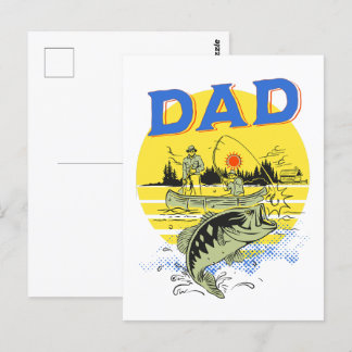 Fars dag utanför fiskeförläggningen i Pappa vid fi Vykort