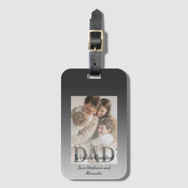 Fars dag Världsmästare Pappa med Photo Bagagebricka (Framsida vertikal)