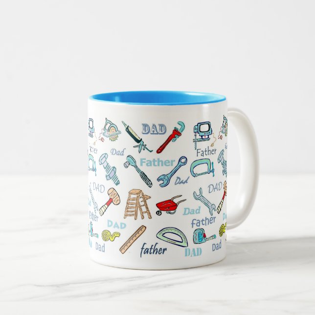 Fars dag Verktyg Mönster Två-Tonad Mugg (Framsida höger)