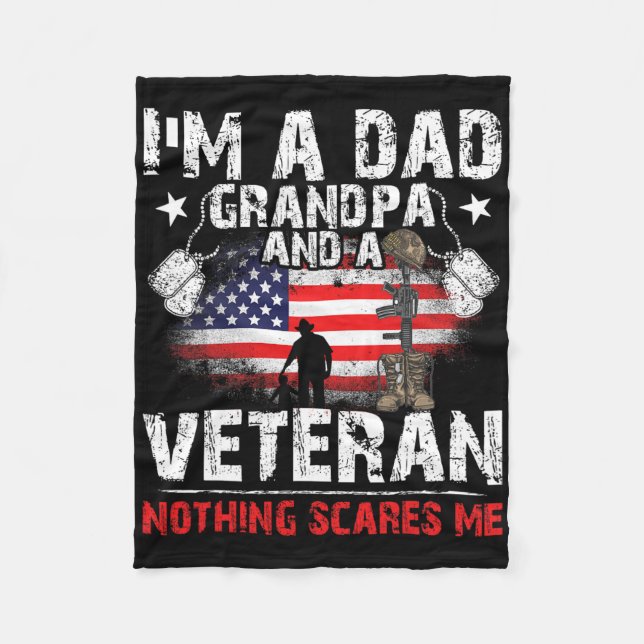 Fars dag - Veterans dag- Jag är en pappa farfar oc Fleecefilt (Framsidan)