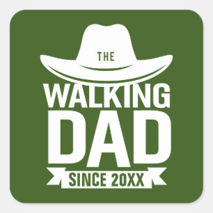 fars dag - Walking Pappa sen.. Fyrkantigt Klistermärke