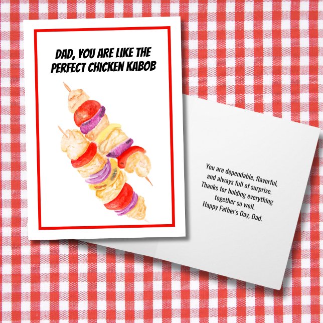 Fars dag Watercolor Chicken Kabob Kort (Skapare uppladdad)