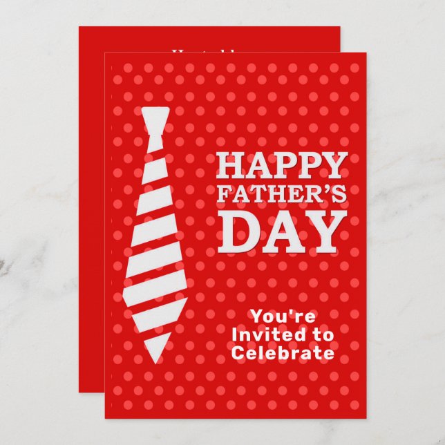 Fars dag White Tie Red Dots Middag BBQ Party Inbjudningar (Fram/baksida)