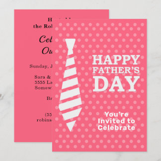Fars dag White Tie Rosa Dots Middag BBQ Party Inbjudningar